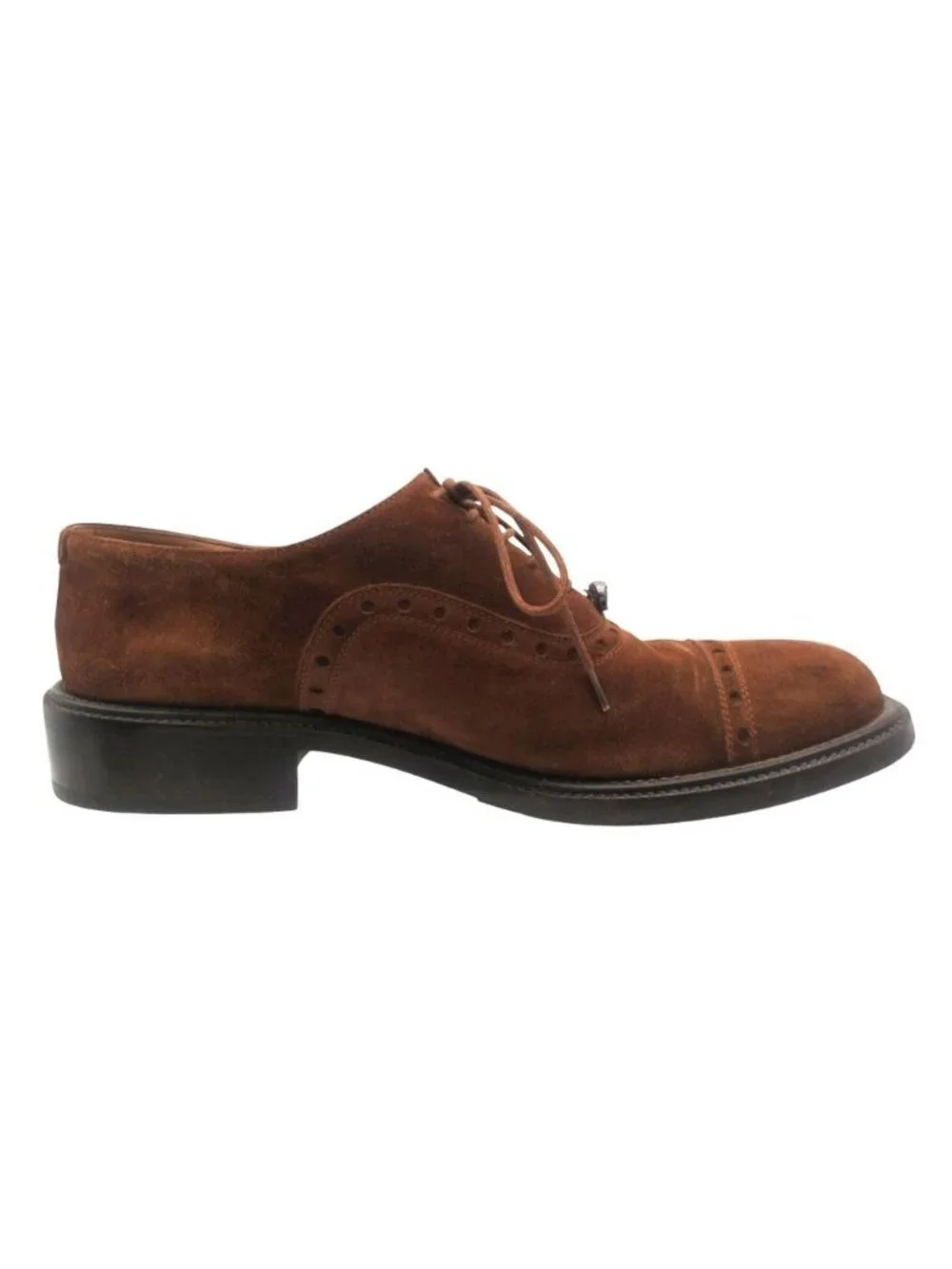 Versace Gianni Dress Shoes Medusa Straight Toe Suede Wingtip Leather Brown 7